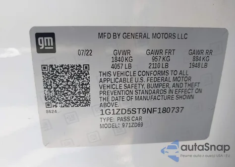 2022 Chevrolet Malibu Fwd Lt из США, поврежденный, VIN 1G1ZD5ST9NF180737